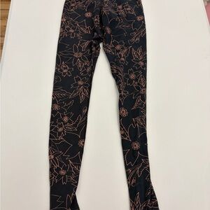 Nike‎ Womens Black & Orange Floral Workout Pants Size XS